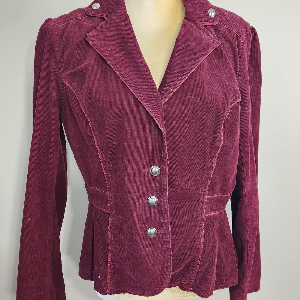 Roz & Ali Corduroy Blazer Size M Silver Buttons Retro Y2K Vibes Gilmore - Picture 11 of 12